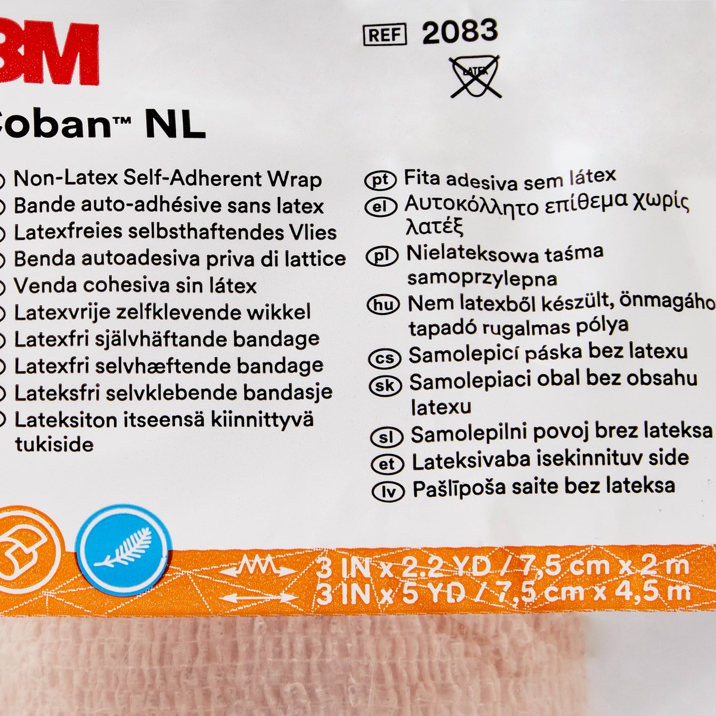 3M Coban LF Cohesive Bandage 3 Inch x 5 Yard Self-Adherent Tan Standard Compression