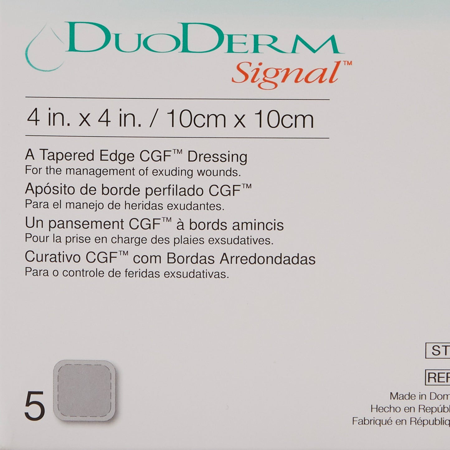 DuoDERM Signal CGF Hydrocolloid Dressing 4 x 4 Inch Square Sterile with Foam Backing
