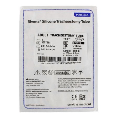 Cuffed Tracheostomy Tube Bivona TTS Disposable IC Size