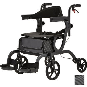 Gemini 2 In 1 Rollator Transport Chair Black
