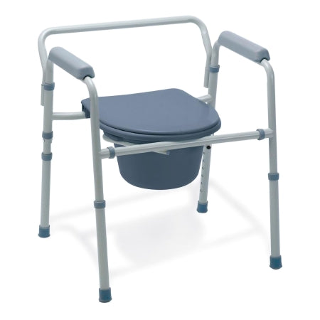 Commode Chair Guardian Easy Care Fixed Arms Steel Frame Back Bar 19 Inch Seat Width 350 lbs. Weight Capacity