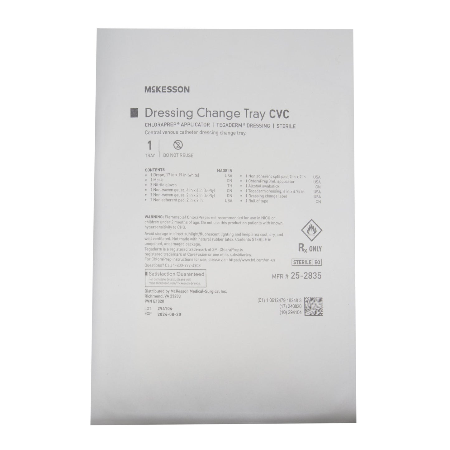 McKesson Central Line Dressing Change Tray – Sterile Complete Procedure Kit