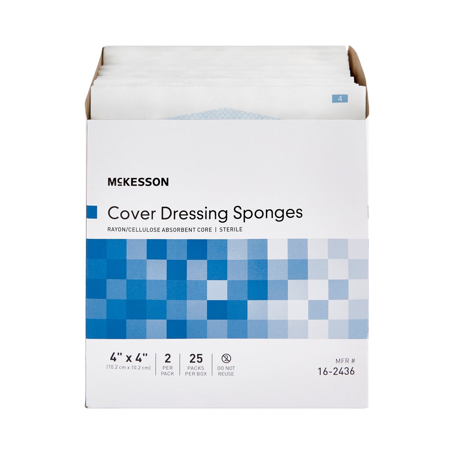 McKesson Cellulose Filled Nonwoven Sponges 4 x 4 Inch, Sterile – 2 per Pack