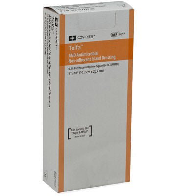 Telfa AMD Antimicrobial Island Dressing 4 x 10 Inch Rectangle Sterile