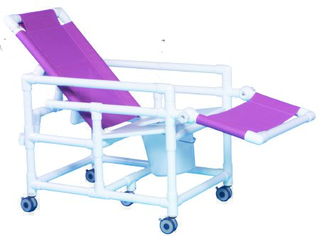 Commode / Shower Chair ipu Fixed Arms PVC Frame Reclining Backrest 21-1/2 Inch Seat Width 300 lbs. Weight Capacity