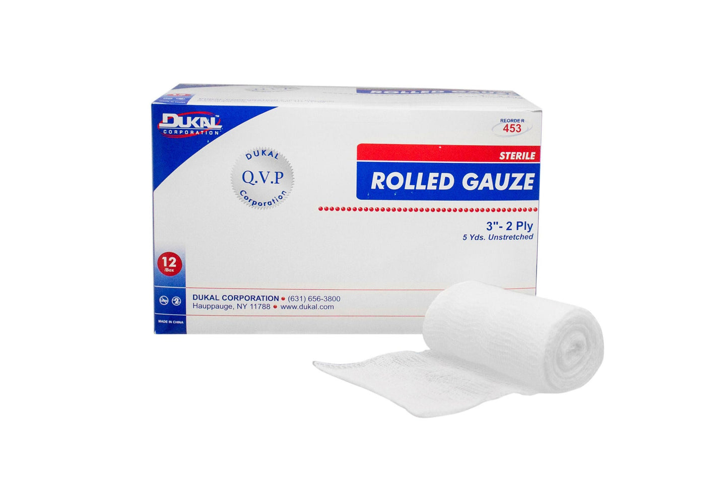 Dukal Conforming Bandage 3 Inch x 5 Yard Sterile 2-Ply Cotton Roll