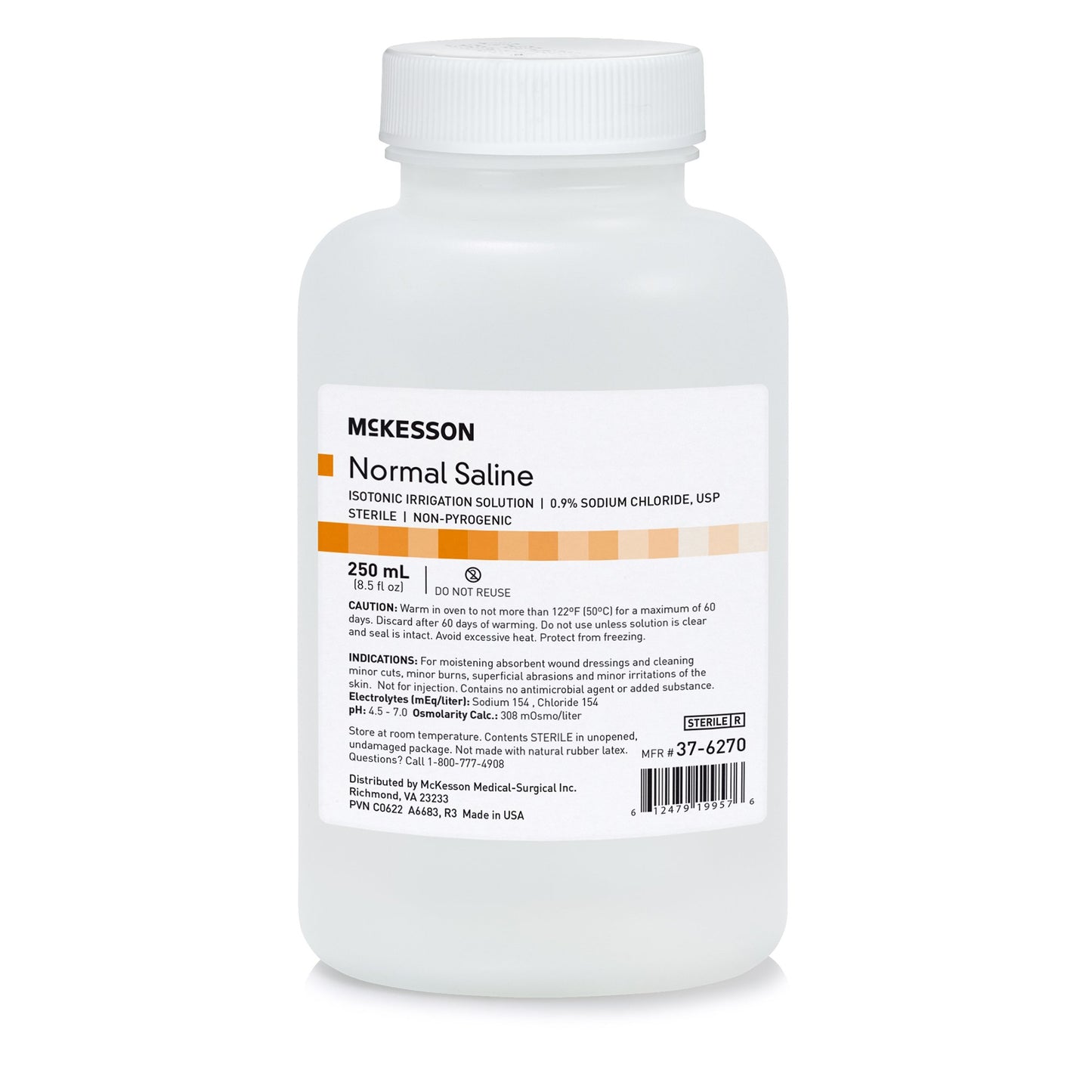 McKesson 0.9% Sodium Chloride Irrigation Solution 250 mL Bottle Sterile Not for Injection