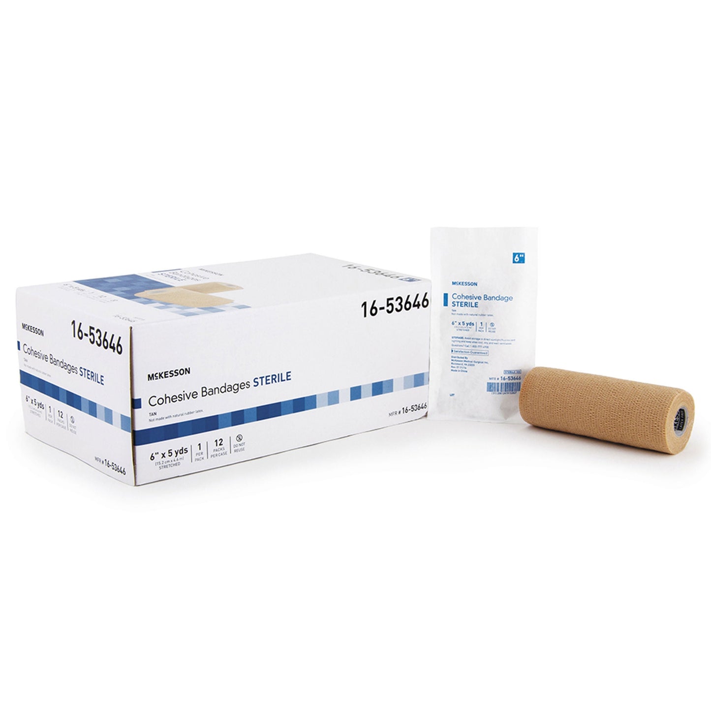 McKesson Cohesive Bandage 6 Inch x 5 Yard Sterile Self-Adherent Standard Compression