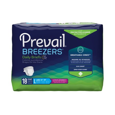 Brief Prevail Breezers Regular Disposable Heavy Absorbency