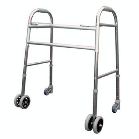 Bariatric Dual Release Folding Walker with Wheels Adjustable Height Tuffcare Aluminum Frame 700 lbs. Weight Capacity 34 to 38 Inch Height