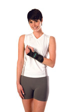 Wrist Brace with Thumb Spica AirCast A2 Aluminum / Foam / Nylon Left Hand Black
