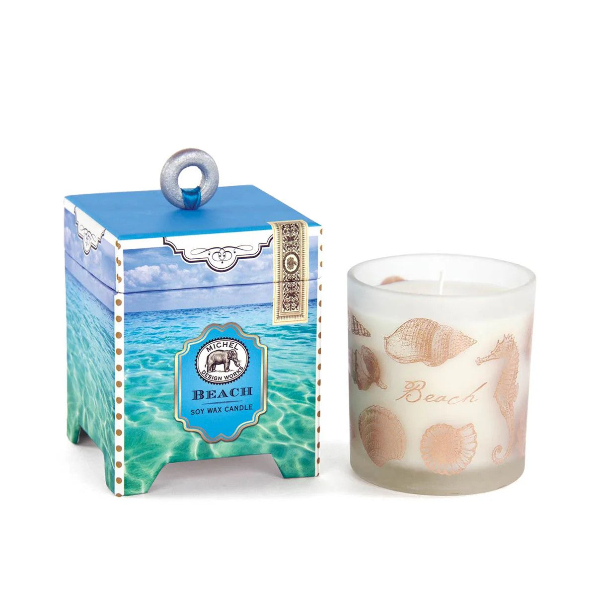 Michel Design Works Beach Soy Wax Candle Coastal Bliss with Compelling Marine
