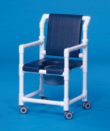 Commode / Shower Chair ipu Fixed Arms PVC Frame With Backrest 21-1/2 Inch Seat Width 300 lbs. Weight Capacity