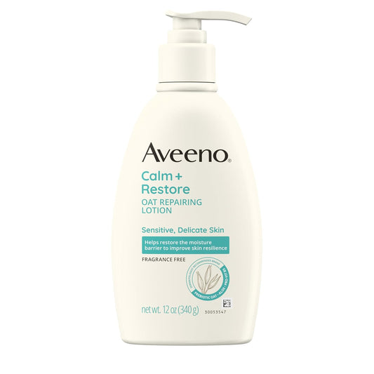 Hand and Body Moisturizer Aveeno Restorative Skin Therapy Oat Repairing Cream 12 oz. Pump Bottle Unscented Cream