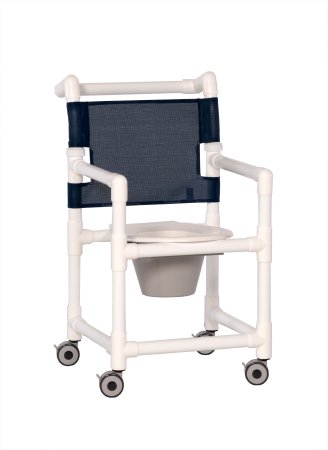 Commode / Shower Chair ipu Original Fixed Arms PVC Frame Mesh Backrest 21-3/4 Inch Seat Width 300 lbs. Weight Capacity