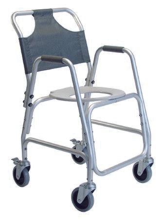 Commode / Shower Chair Lumex Deluxe Padded Fixed Arms Aluminum Frame Mesh Backrest 14 Inch Seat Width 250 lbs. Weight Capacity