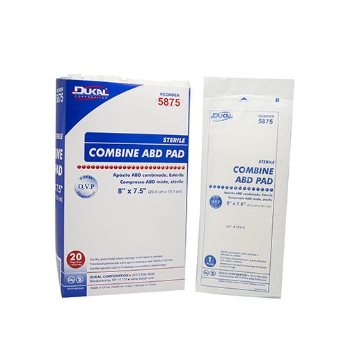 Dukal Abdominal Pad 7-1/2 x 8 Inch Sterile 1-Ply Nonwoven Dressing