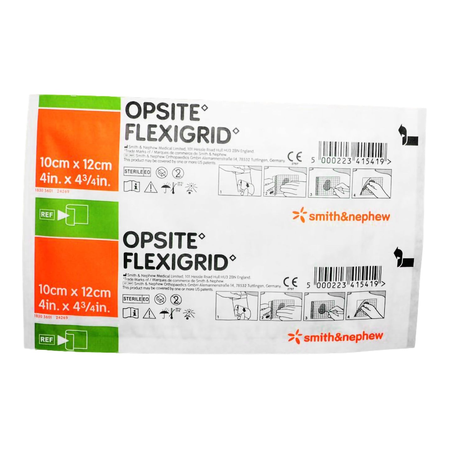OpSite Flexigrid Transparent Film Dressing 4 x 4-3/4 Inch Sterile Rectangle