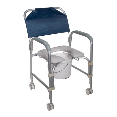 Commode / Shower Chair drive Fixed Arms Aluminum Frame Removable Backrest 16 Inch Seat Width 300 lbs. Weight Capacity