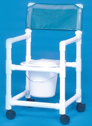 Commode / Shower Chair ipu Value Line Fixed Arms PVC Frame Mesh Backrest 17-1/4 Inch Seat Width 300 lbs. Weight Capacity