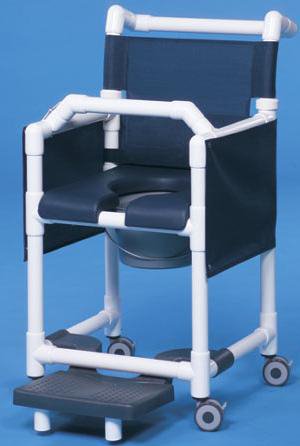 Commode / Shower Chair ipu Fixed Arms PVC Frame Mesh Backrest 17-1/4 Inch Seat Width 300 lbs. Weight Capacity