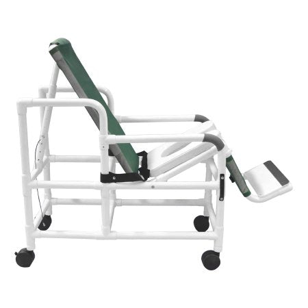 Commode / Shower Chair Tilt-N-Space Drop Arms PVC Frame 18 Inch Internal Seat Width / 22 Inch External Seat Width 250 lbs. Weight Capacity