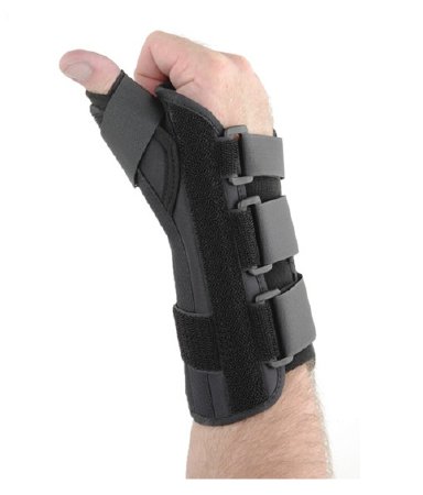 Thumb Splint FormFit Thumb Spica D-Ring / Hook and Loop Strap Closure Right or Left Hand Black