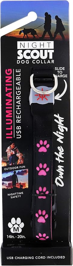 USB Rechargeable LED Dog Collar, Blue and Pink