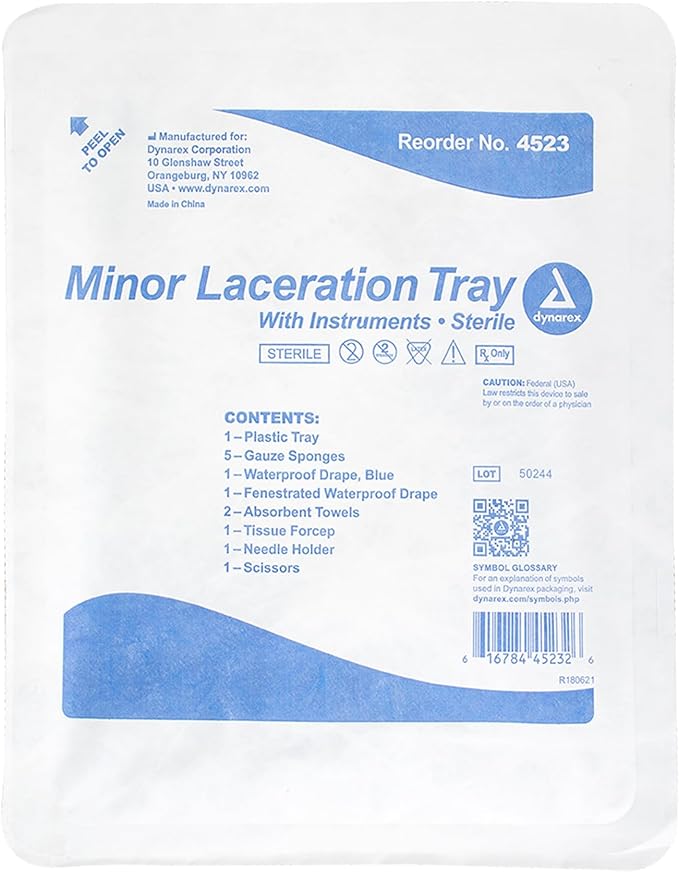 Dynarex Minor Laceration Tray Sterile – Disposable Procedure Kit