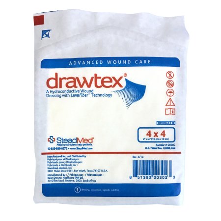 Hydroconductive Wound Dressing Drawtex 2 X 2 Inch Square
