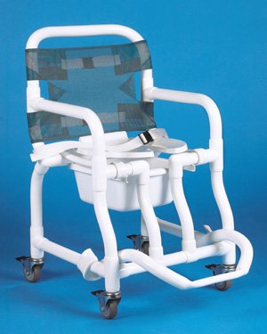 Commode / Shower Chair Duralife Fixed Arms PVC Frame Mesh Backrest