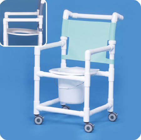 Commode / Shower Chair Original Fixed Arms PVC Frame Mesh Backrest 21 Inch Seat Width 300 lbs. Weight Capacity