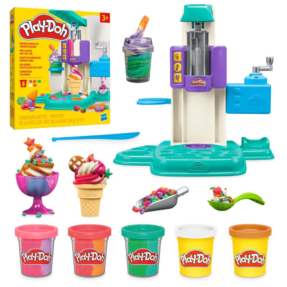 Play-Doh Rainbow Swirl Ice Cream Playset for Kids – Creative Pretend Ice Cream Maker Toy