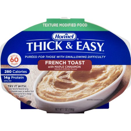 Thickened Food Thick & Easy Purees 7 oz. Tray Maple Cinnamon French Toast Flavor Puree IDDSI Level 2 Mildly Thick