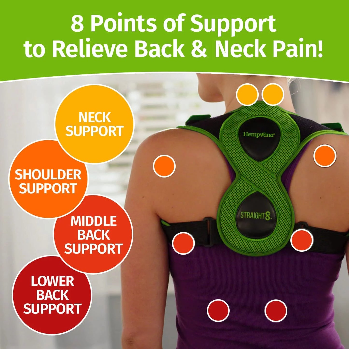 Hempvana Straight 8 Adjustable Lightweight Posture Corrector Brace Instant Relief for Text Neck and Poor Posture