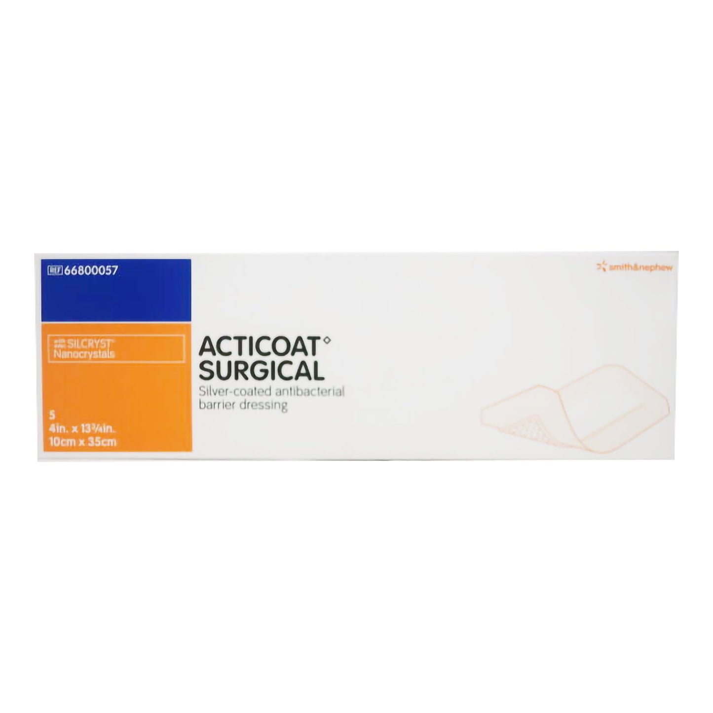 Acticoat Surgical Silver Foam Dressing 4 x 13-3/4 Inch Sterile Rectangle with Adhesive Border