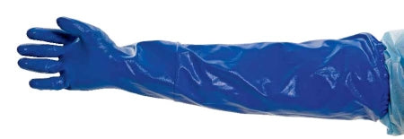 Utility Glove Extended Sleeve Nitrile Blue 24 Inch Elastic Cuff NonSterile