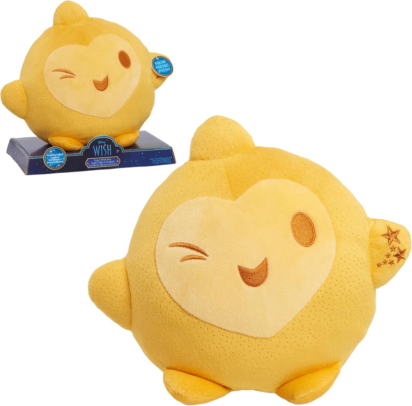 Disney Wish, Hug & Wish Star Plush – 10” Glowing Twinkle Light Stuffed Toy