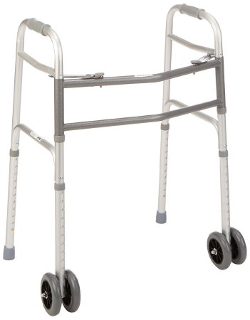 Bariatric Dual Release Folding Walker with Wheels Adjustable Height Days Aluminum Frame 700 lbs. Weight Capacity 33 to 43 Inch Height