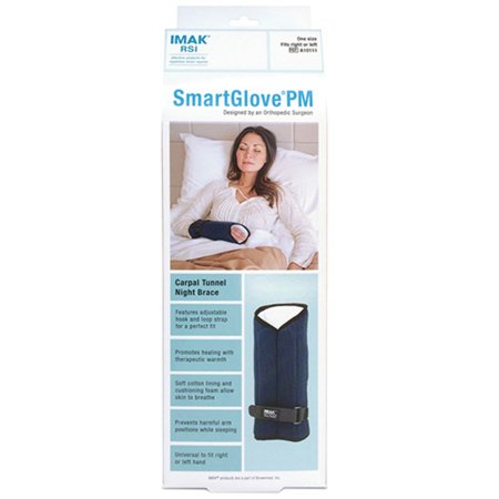 Night Wrist Splint IMAK RSI SmartGlove PM Cotton / Foam Left or Right Hand Black / Blue One Size Fits Most