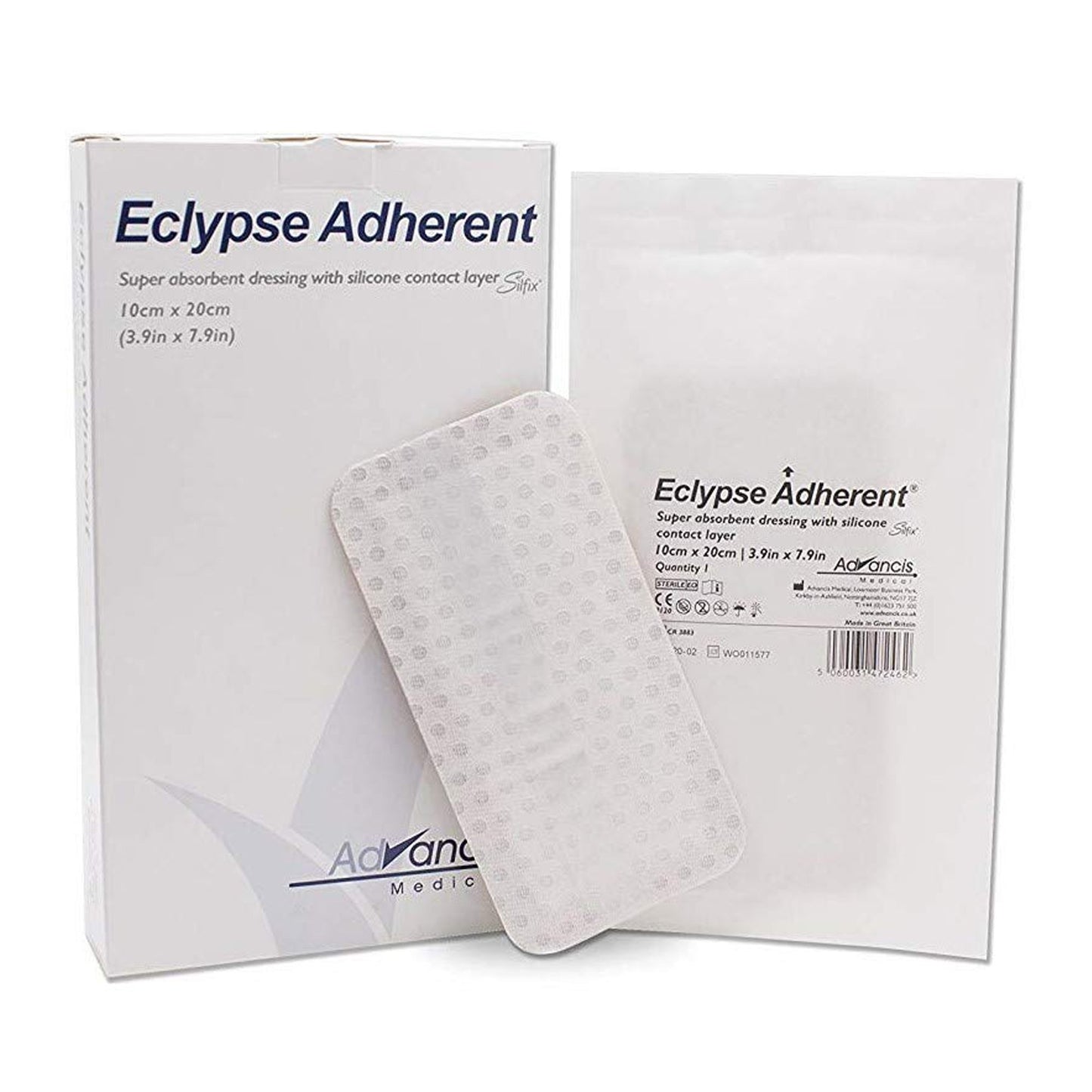 Eclypse Adherent Super Absorbent Dressing – 4 x 8 Inch