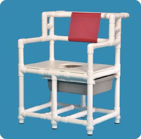 Commode Chair ipu Fixed Arms PVC Frame Mesh Backrest 34 Inch Seat Width 700 lbs. Weight Capacity