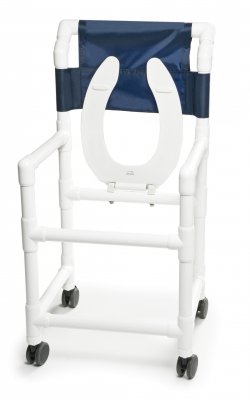 Commode / Shower Chair Lumex Fixed Arms PVC Frame Mesh Backrest 18 Inch Seat Width 300 lbs. Weight Capacity