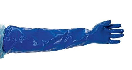 Utility Glove Extended Sleeve Nitrile Blue 24 Inch Elastic Cuff NonSterile