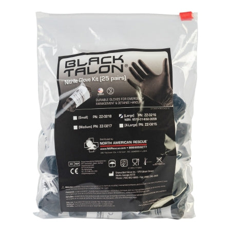 Exam Glove Black Talon NonSterile Nitrile Extended Cuff Length Fully Textured Black Not Rated