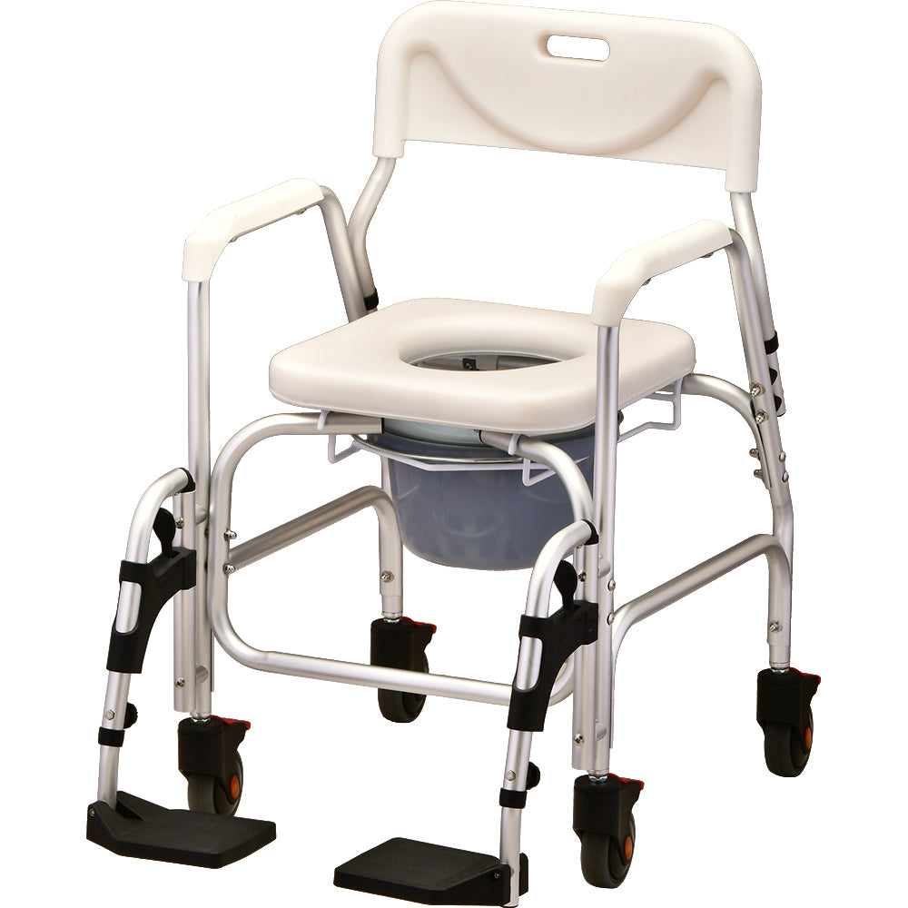 Shower Chair And Commode With Padded Seat & Swing Away Footrest