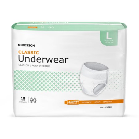 Unisex Adult Absorbent Underwear McKesson Classic Pull On with Tear Away Seams Medium Disposable Light Absorbency