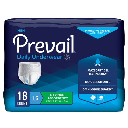 Prevail Men’s Daily Absorbent Underwear – Heavy Absorbency, Disposable
