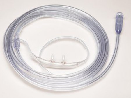 ETCO2 Nasal Sampling Cannula with O2 Delivery Salter-Style Quiet Adult Curved Prong / NonFlared Tip 7 Foot O2 Line