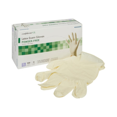 Exam Glove McKesson Confiderm NonSterile Latex Standard Cuff Length Textured Fingertips Ivory Not Rated